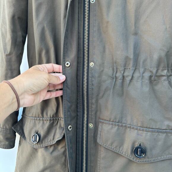 Mackage Cassandra Peach Lux Long Hooded Fur Trim Coat Jacket Moss Green XS - Picture 7 of 16